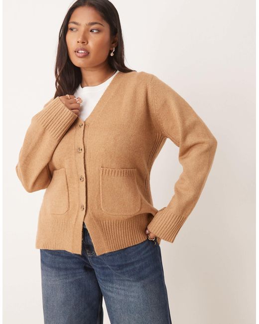 ASOS Blue Asos Design Curve A-line Boyfriend Cardigan With Pocket Detail