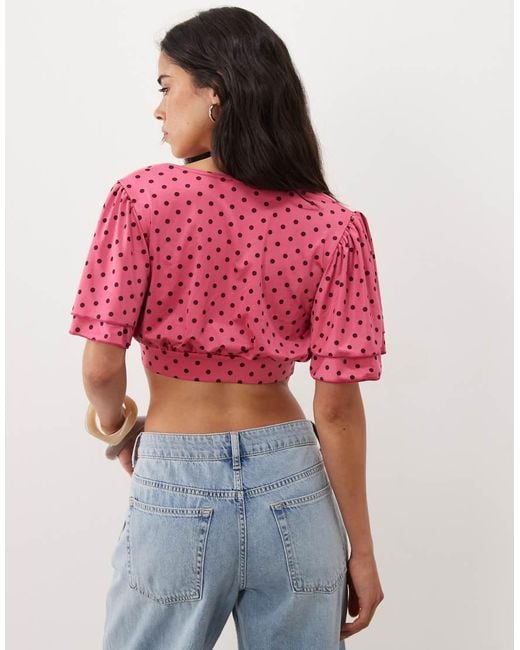 Miss Selfridge Red Wrap Frill Sleeve Top Co-Ord