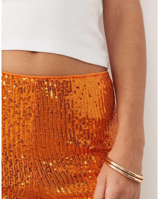 ASOS Orange Sequin Mini Short
