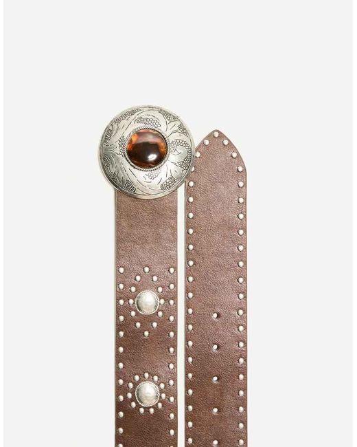 Cintura Ampia Effetto Pelle Con Fibbia di Bershka in Brown