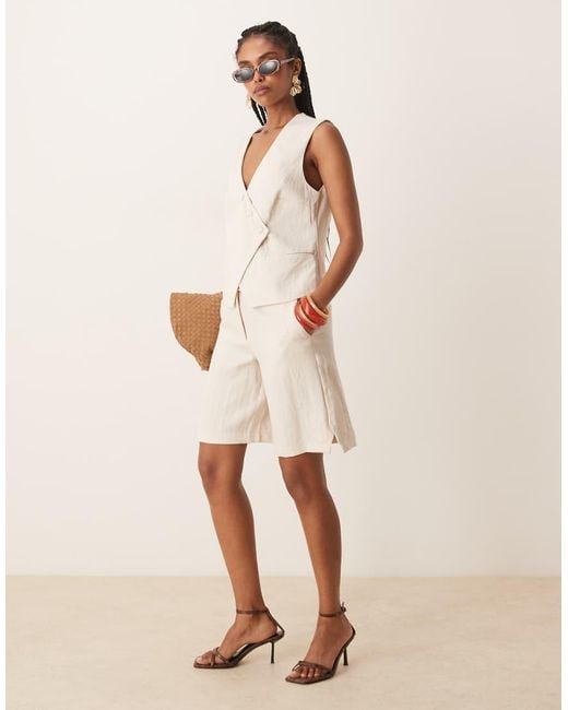Vila Natural Tailored High Waist Longline Short Co-Ord