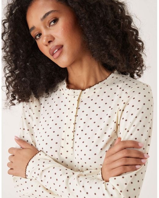 ASOS Natural Mix & Match Long Sleeve Pajama Top