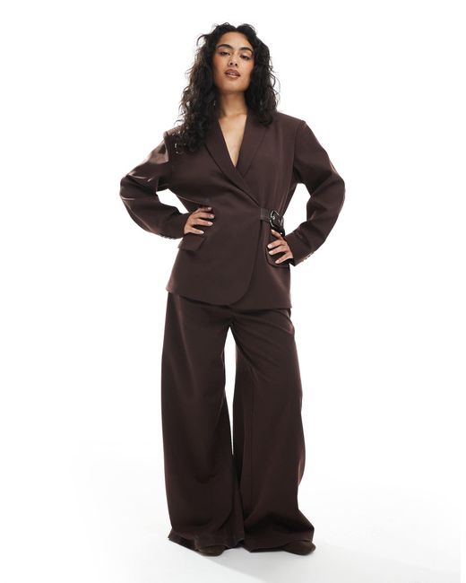 Collusion Brown Tailored Oversized Belt Detail Blazer Co-ord