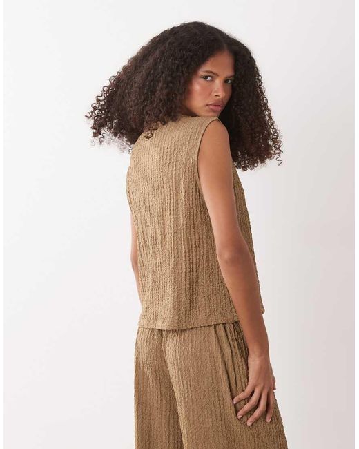Jdy Brown Textured Waistcoat Co-ord