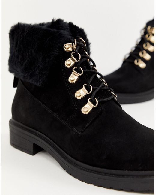 fur lace up ankle boots