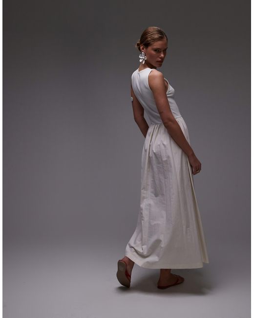 TOPSHOP Gray – maxikleid aus popeline-mix