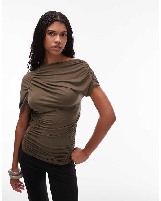 laagam Brown Aeris Draped Top