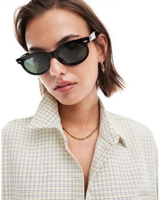 Ray-Ban Gray Wayfarer Oval Sunglasses