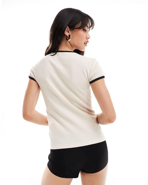 Vero Moda White Aware Fitted T-shirt With Contrast Trim