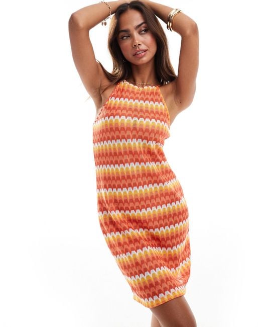 Vero Moda Orange Crochet Mini Dress