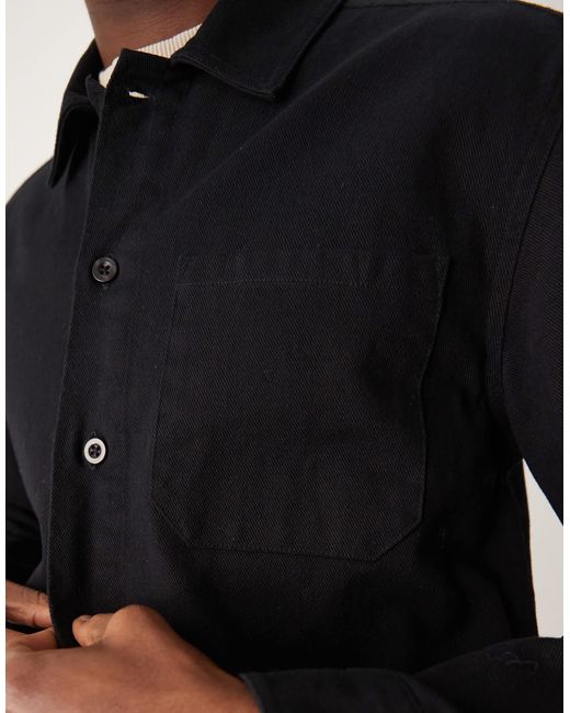 New Look Black Twill Shacket for men