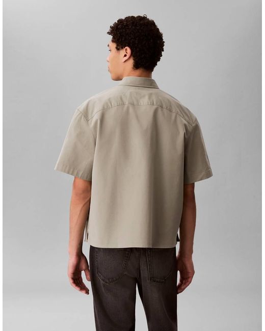 Calvin Klein Gray Boxy Relaxed Fit Short Sleeve Shirt for men