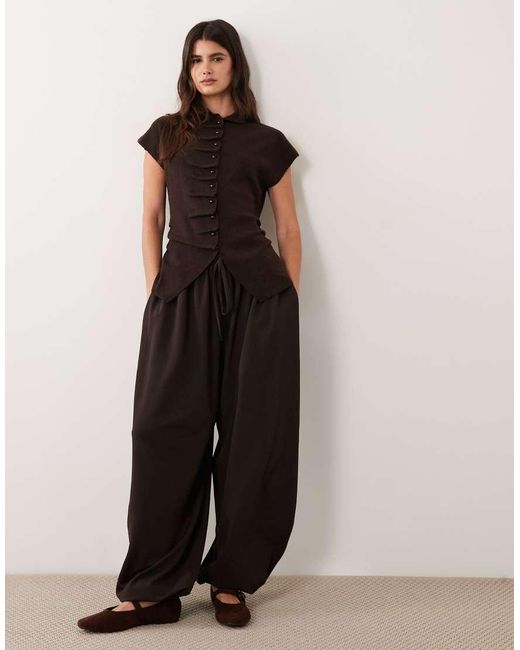 ASOS Black Placket Detail High Neck Button Through Top