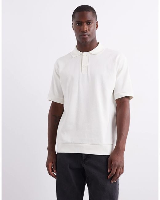 ARKET Gray Textured Jersey Short Sleeve Polo Shirt for men