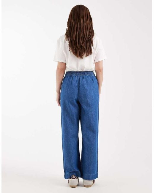 New Look Blue Wide Leg Chambray Denim Trousers