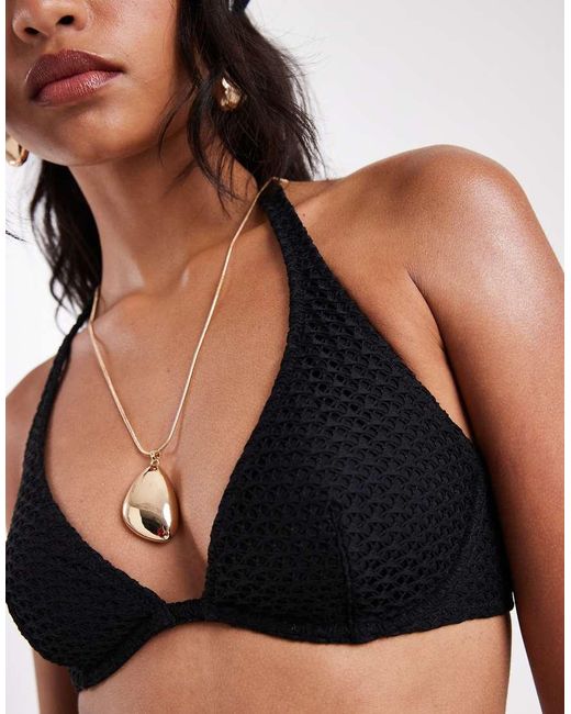Lindex Black Underwire Halterneck Bikini Top