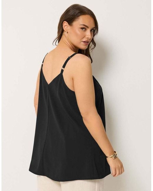 Yours Clothing Black Lace Insert Cami Vest Top