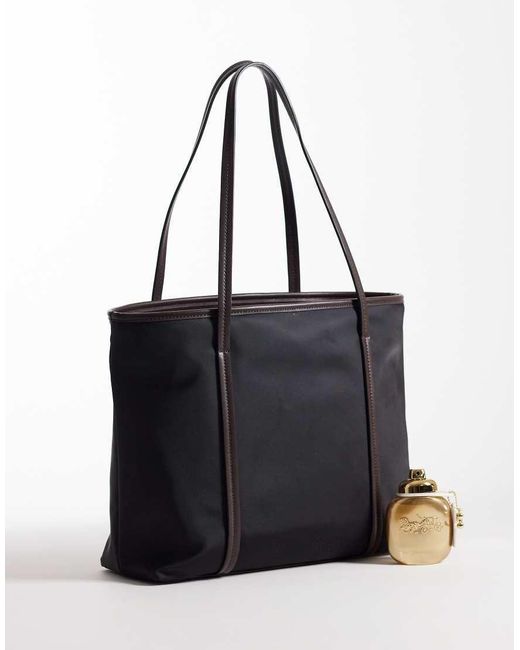 ASOS Black Nylon Contrast Strap Tote