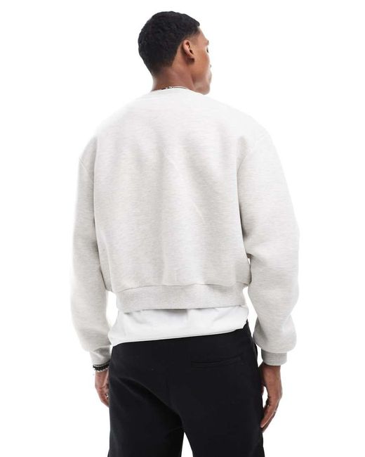 ASOS White Boxy Oversized Cropped Scuba Sweatshirt for men