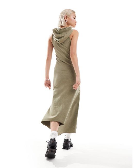 Collusion Green Hooded Spliced Maxi Dress
