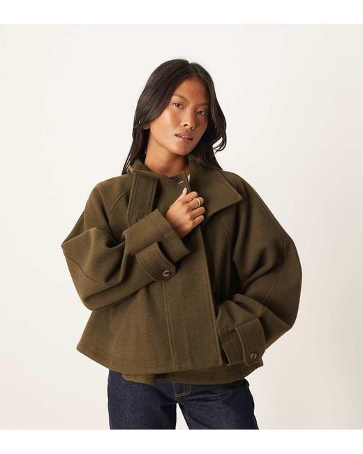 ASOS Brown Asos Design Petite Cropped Cape Formal Coat