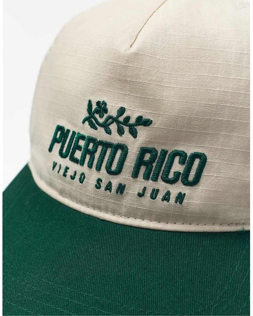 Pull&Bear Green Puerto Rico Cap for men