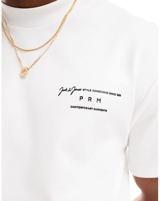 Camiseta blanca extragrande con logo en el pecho Jack & Jones de hombre de color White