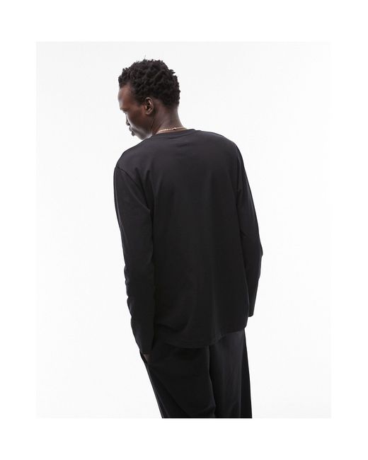 T-shirt confort à manches longues Topman pour homme en coloris Black