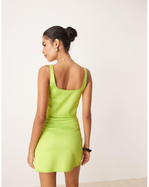 ASOS Green Satin Wide Square Neck Cami Top