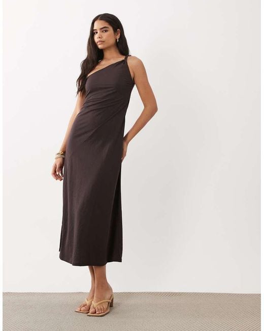 Mango White One Shoulder Maxi Dress