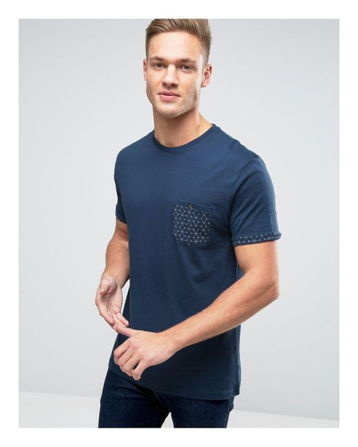 Burton – t-shirt mit farblich abgesetzter tasche in Blue für Herren