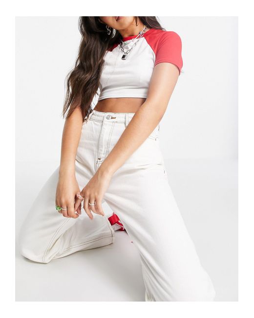 Noisy May Denim Dad Jeans in White 