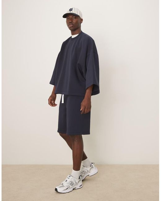 ASOS Extreem Oversized Sweatshirt Met Korte Mouwen in het Blue voor heren
