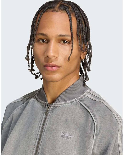 Adidas Originals Gray Sst Adicolor Loose Sst Denim Wash Jacket for men
