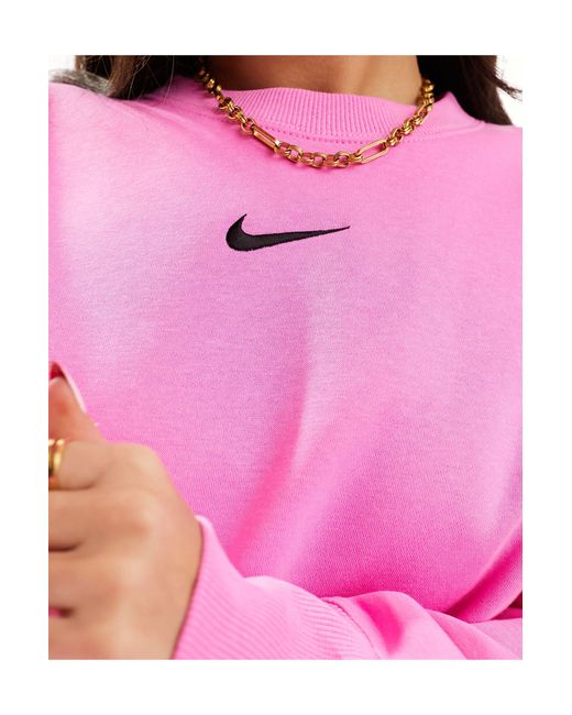 Sweat oversize unisexe en polaire à petit logo swoosh - ludique Nike en coloris Pink