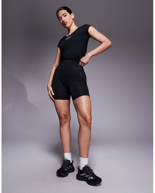 Adidas Originals Blue Adidas Training Optime 3 Stripe Booty Shorts
