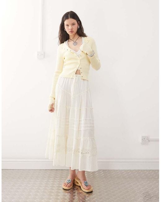 Reclaimed Vintage Natural Western Midi Skirt With Tiers