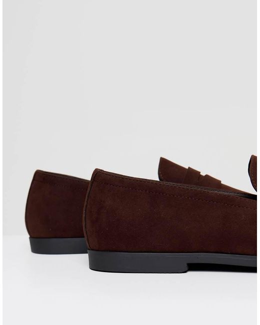 Threadbare Brown Faux Suede Penny Loafers for men
