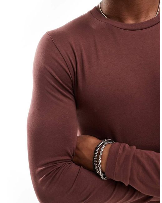 ASOS Red Essential Muscle Fit Long Sleeve T-shirt for men