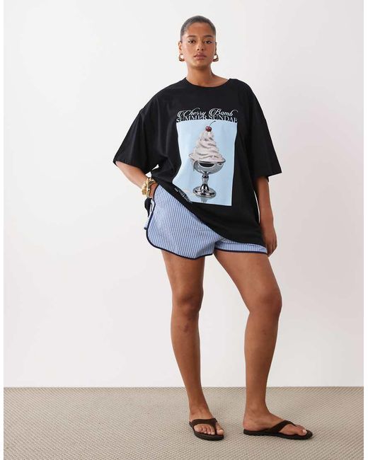 ASOS Black Asos Design Curve Oversized T-shirt With Summer Sundae Graphic
