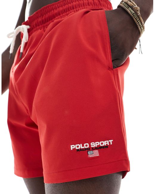 Polo Ralph Lauren Red Sports Capsule Swim Shorts for men