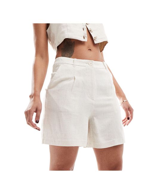 Pimkie White Linen Mix Longline Shorts