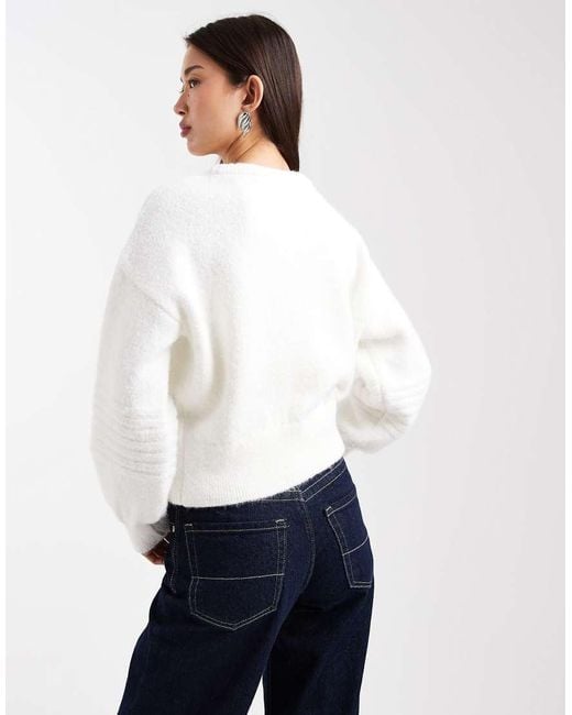 ASOS White Stitch Detail Nipped Waist Jumper