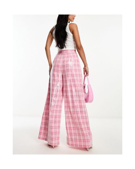 Collective The Label Pink Exclusive Wide Leg Metallic Trouser