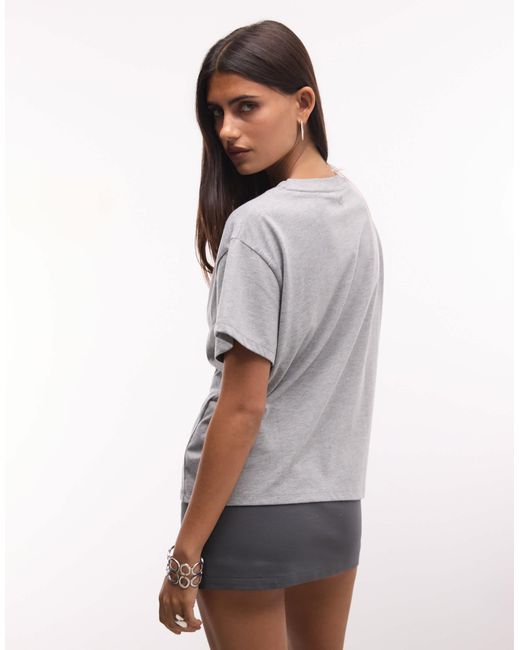 Collusion Gray Short Sleeve Button-front Top