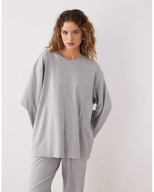 Weekday Gray Co-Ord Lounge Oversized Long Sleeve Top