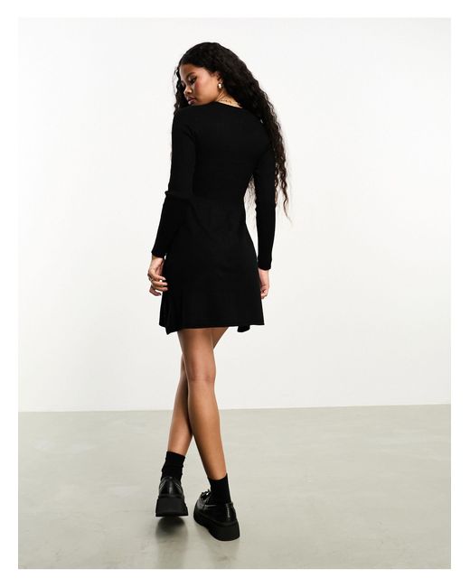 Only Petite Black Mini Knitted Skater Dress