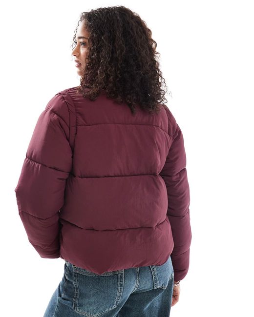 Santa Cruz Purple 2 In 1 Relaxed Quilted Jacket With Zip Off Sleeves In Burgandy