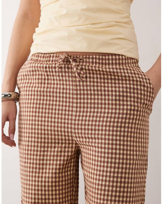 Threadbare Natural Gingham Pull On Pants