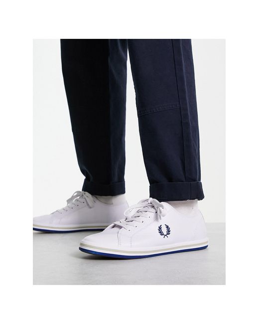 Fred Perry leather logo sneakers in white - ShopStyle